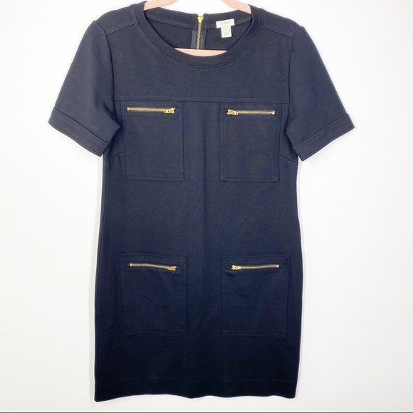 J.Crew Factory Black Ponte Utility Shift Dress - Picture 2 of 10